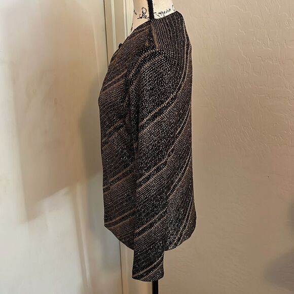 Xscape Embellished Bling Black Gold Evening Formal One Button Cardigan Mobwife - Picture 2 of 8